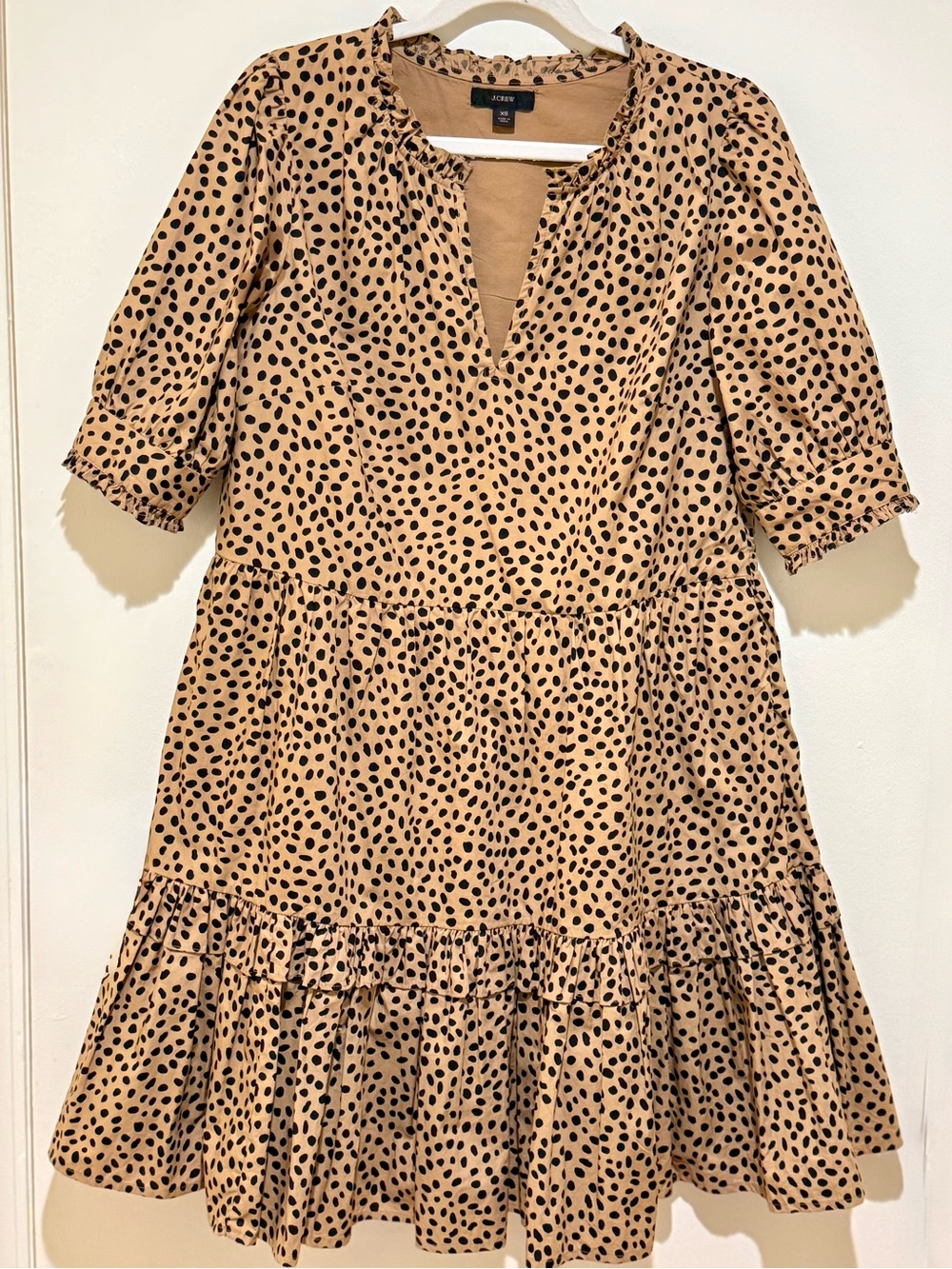 J. Crew Tan Animal Print Poplin Dress XS
